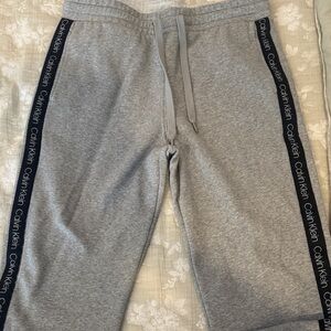 Calvin Klein Heather Gray Sweatpants with Black Side Stripes